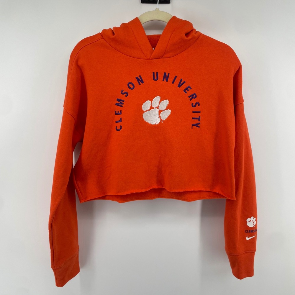 Nike Clemson University Hoodie Womens Small Orange Cropped Tigers NWT
